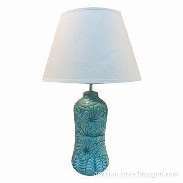 Cyan Blue Ceramic Table Lamp, Made in China